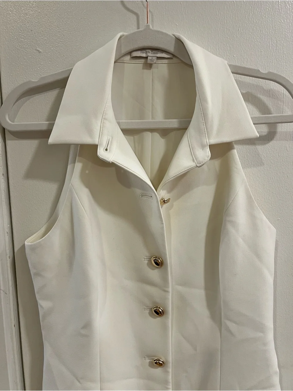 Favorite Daughter Collared Halter Mini Dress with Gold Buttons - Picture 5 of 6